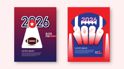 Sport event 2026: modern american football tournament announcement posters