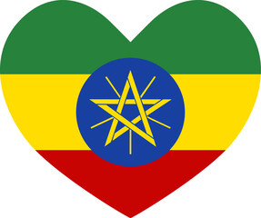 Ethiopia heart shaped icon flag illustrator national