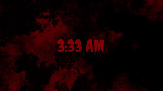4K 3:33 AM Specific Horror Time Code Text Animation Red
