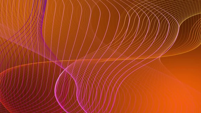 Vibrant abstract background with wavy pink and orange lines on a gradient orange backdrop with a white border at the bottom.