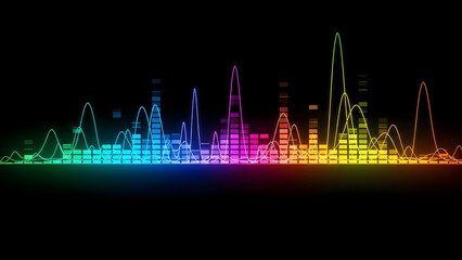 Naklejka premium Colorful Music Equalizer Sound Wave on Black Background