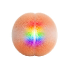 Rainbow-colored peach fuzzy ball
