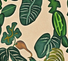 Botanical pattern . Pattern for wallpapers, covers, wall decorations. Oil painting