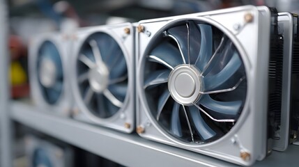 Rows of high performance computer cooling fans for hardware systems