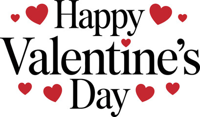 Happy valentine's day greeting with charming red hearts on a clean white background