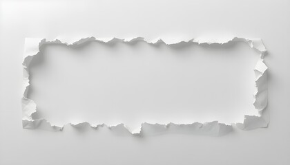 A clipping path is used to isolate a set of ripped paper edges on a white background. A raw, artistic appearance is produced by the torn paper texture, shredded paper designs, and jagged paper edges.