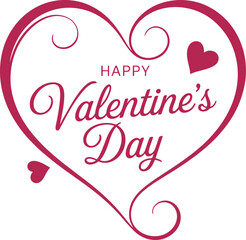 Happy Valentines Day greeting card design with a red heart shape vector illustration and romantic pink decoration