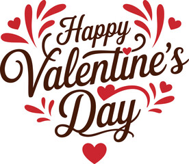 Happy Valentines Day vector card design featuring love heart symbol and happy holiday greeting text art celebration illustration font alphabet letter word sign holiday greeting