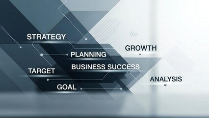&ldquo;Corporate strategy and planning abstract background with target, growth and success keywords