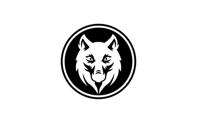 Black wolf head graphic on white background
