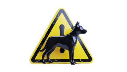 Warning Sign with Black Dog Silhouette