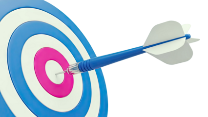 Dart hitting the bullseye on a target