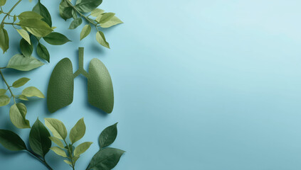 Green lung shape made of leaves symbolizing clean air and respiratory health