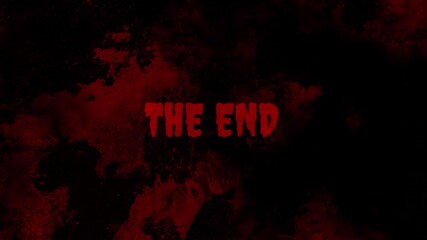 4K The End Scary Movie Conclusion or Game Over Screen with Red Smoke