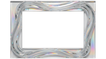Holographic Photo Frame with Swirling Design - Blank White Space