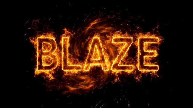 Cinematic "BLAZE" typography forming from a swirling fire vortex with molten sparks, 4K.