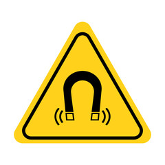 Strong magnetic field sign, Warning sign. Flat vector illustration design