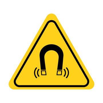 Strong magnetic field sign, Warning sign. Flat vector illustration design