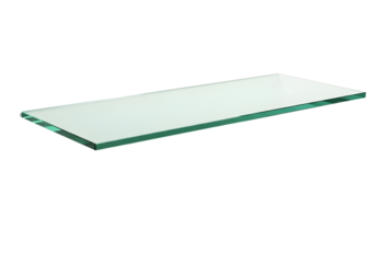Rectangular glass plate with green edge on transparent background