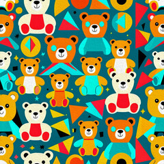 Cartoon. Pattern for T-shirts covers wallpapers fabrics . Oil painting. Teddy bears