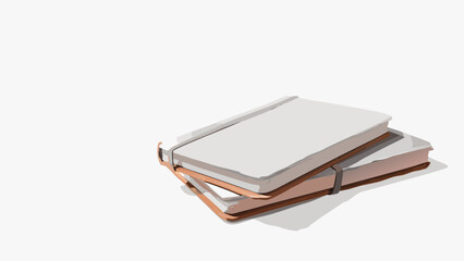 Flat vector illustration of a hardcover notebook with elastic closure and copper color accents on white background for business or education use