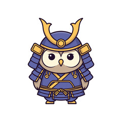 Obraz premium Cute Samurai Owl Vector Illustration