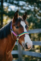 Horse with Rainbow Halter