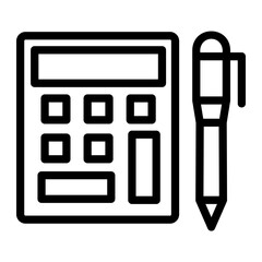 Calculator pen Line Icon