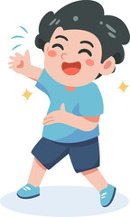 Friendly Little Boy Waving Hand