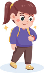 Cute Girl Character Checking Time