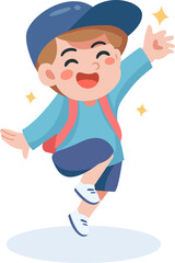 Smiling Boy Carrying School Bag