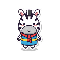 Obraz premium Adorable Cartoon Zebra Character Illustration