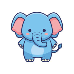 Fototapeta premium Adorable Cartoon Blue Elephant Illustration