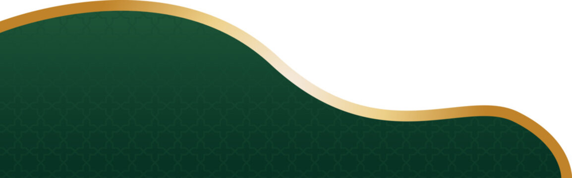 Elegant green and gold wavy islamic footer shape for ramadan flyer design