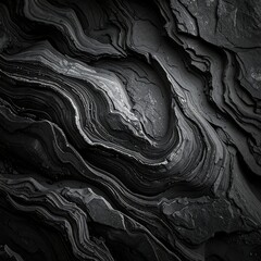 A dark, monochromatic image of a rocky surface with swirling patterns