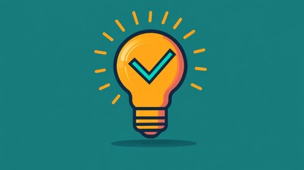 46.Light Bulb Tick Check Mark Icon Illustration