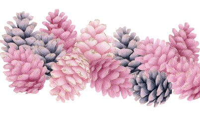 A whimsical Pinecones that look like they’ve been dipped in pink glitter and sugar frost, shabby chic winter woodland aesthetic