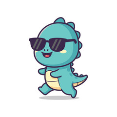 Cool Cartoon Dinosaur Character Illustration