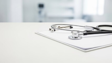 Stethoscope on Clipboard in Doctor's Office - Medical Healthcare Concept