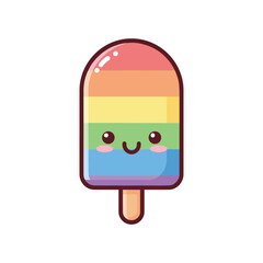 Colorful Rainbow Popsicle Illustration with Smiling Face