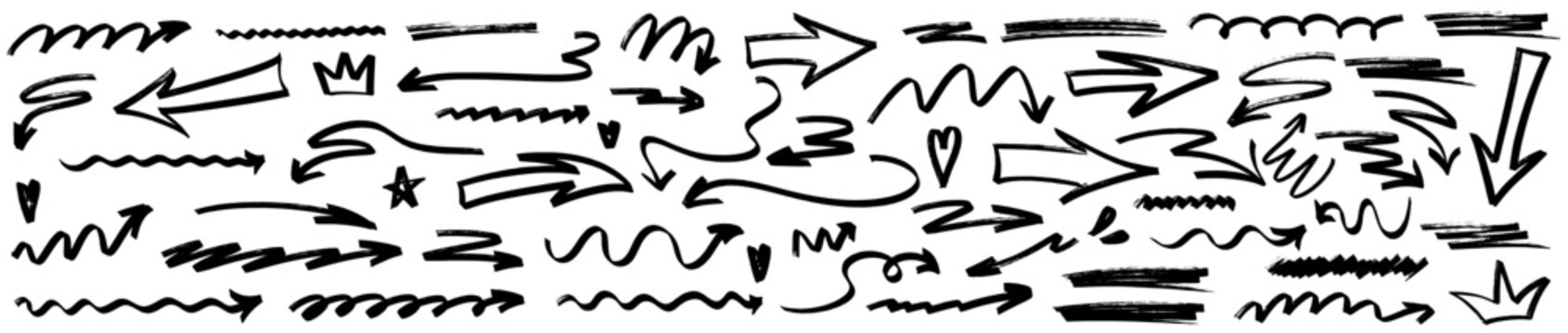 Hand drawn underline made with marker and pen for clear highlight in notes. This underline repeats marker texture and pen flow, adding an arrow to highlight text with an arrow.