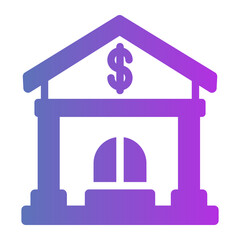 Bank building Line Gradient Icon