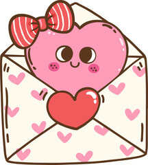 Kawaii Hand drawn Love Letter valentine's day Illustration