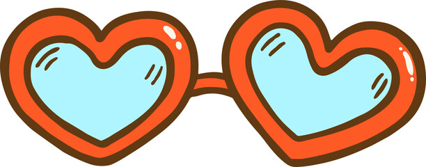 Cute Retro Heart shape Glasses Hand Drawn