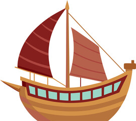 Dhow ship isolated on white