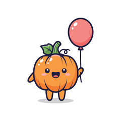 Adorable Cartoon Pumpkin Character with Balloon