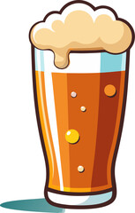 Closeup of a glass of beer with bubbles rising to the surface.