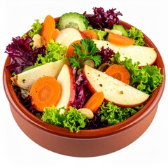 Fresh and Colorful Salad Bowl with Apples, Carrots, and Lettuce, Healthy Meal.