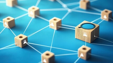 Innovative search technology concept featuring a magnifier icon. 