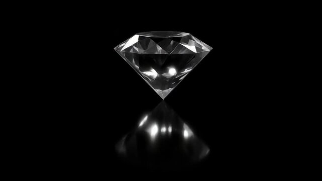 Diamond crystal reflection black background luxury gemstone sparkle brilliance sharp apex facets clear macro elegant light showcasing precious beauty